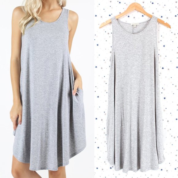 sleeveless swing dress with pockets